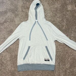 Champion White Drawstring Cotton Blend Pocket Hoodie Sweatshirt